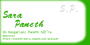 sara paneth business card